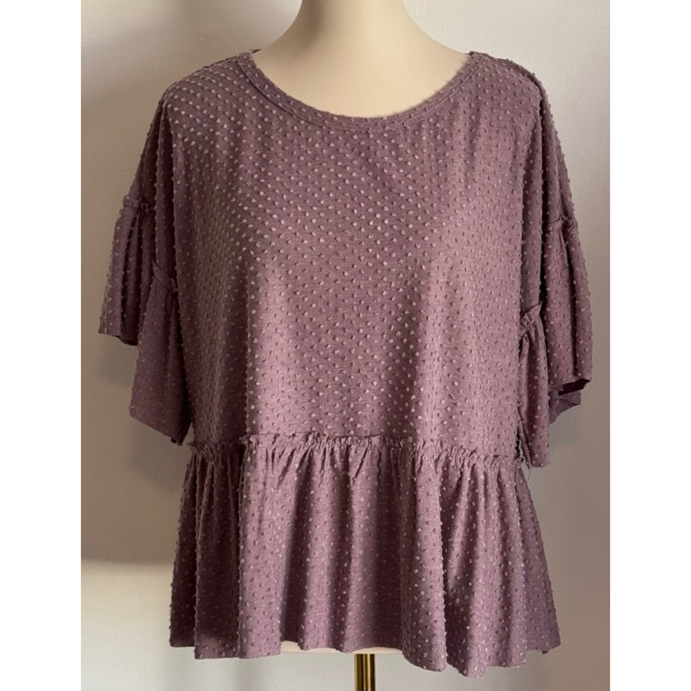 Women's ee:some Purple Dotted Peplum Blouse M